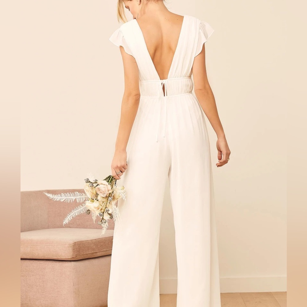 Lulu’s Our Love Song White Ruffled Wide-Leg Jumpsuit - Picture 7 of 7